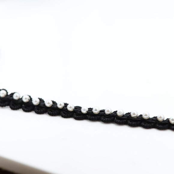 Fancy Black Choker Pearl Chokers adjustable - Picture 8 of 9